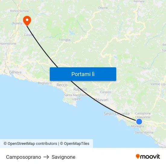 Camposoprano to Savignone map