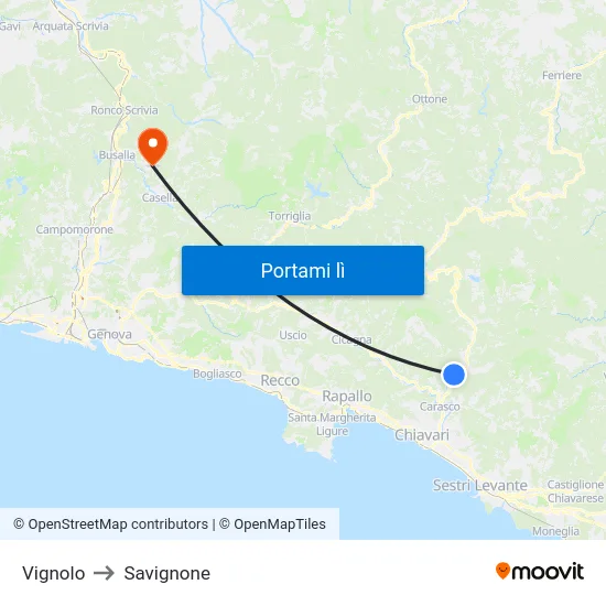 Vignolo to Savignone map