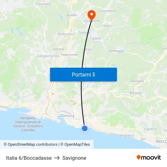 Italia 6/Boccadasse to Savignone map