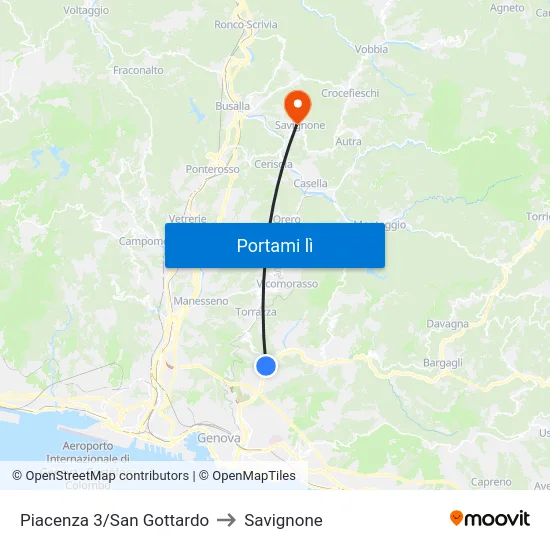 Piacenza 3/San Gottardo to Savignone map