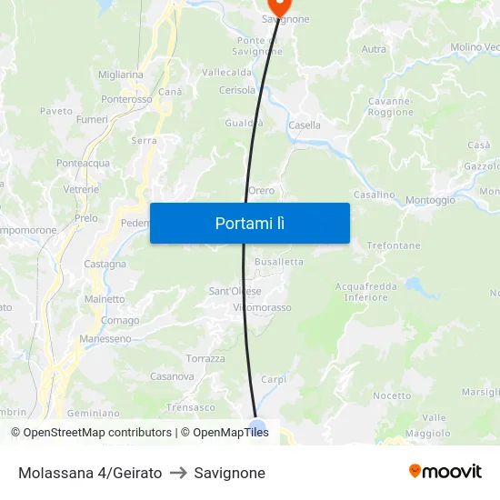Molassana 4/Geirato to Savignone map