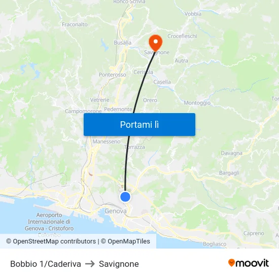Bobbio 1/Caderiva to Savignone map