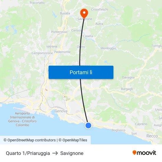 Quarto 1/Priaruggia to Savignone map