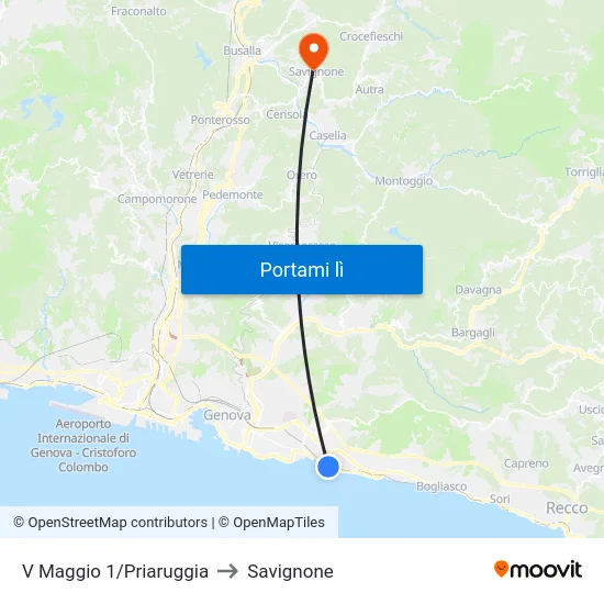V Maggio 1/Priaruggia to Savignone map