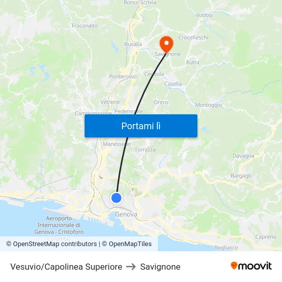 Vesuvio/Capolinea Superiore to Savignone map
