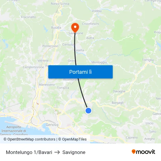 Montelungo 1/Bavari to Savignone map