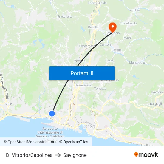 Di Vittorio/Capolinea to Savignone map