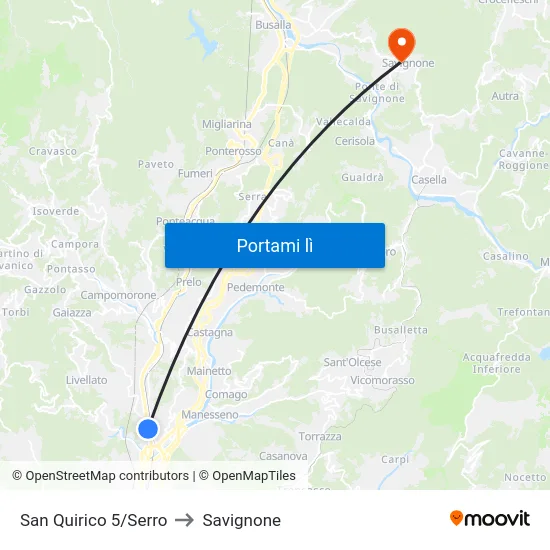 San Quirico 5/Serro to Savignone map