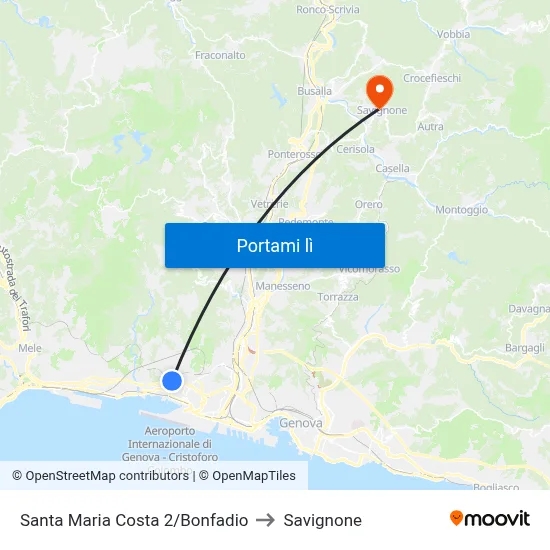 Santa Maria Costa 2/Bonfadio to Savignone map