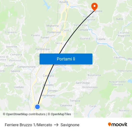 Ferriere Bruzzo 1/Mercato to Savignone map