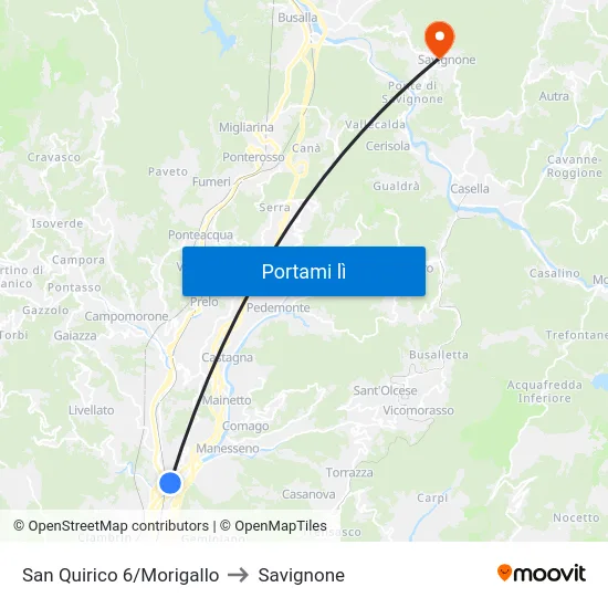 San Quirico 6/Morigallo to Savignone map