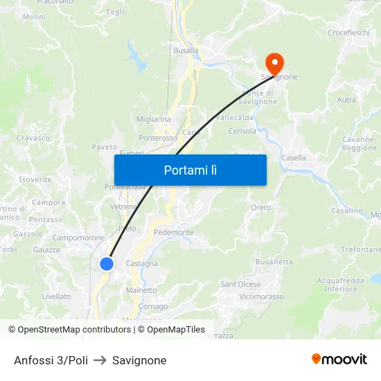 Anfossi 3/Poli to Savignone map