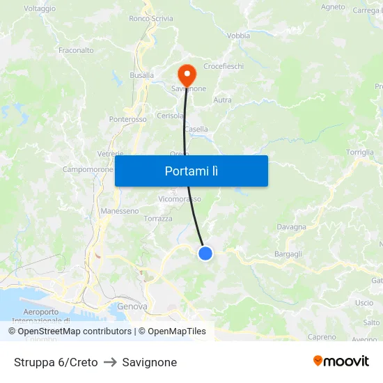 Struppa 6/Creto to Savignone map