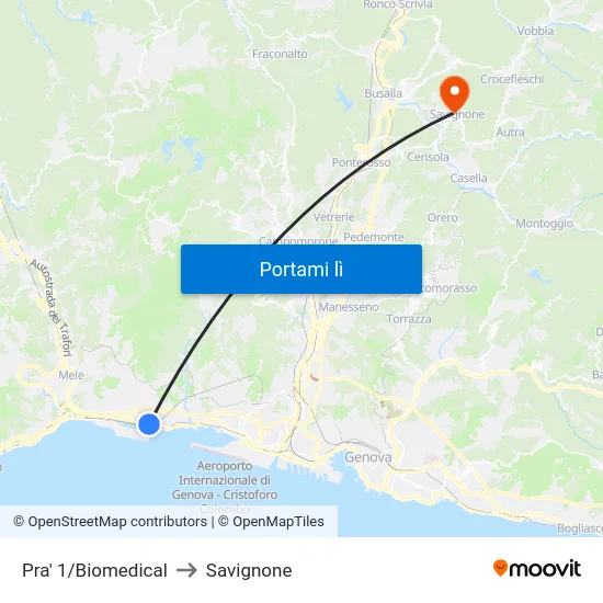 Pra' 1/Biomedical to Savignone map