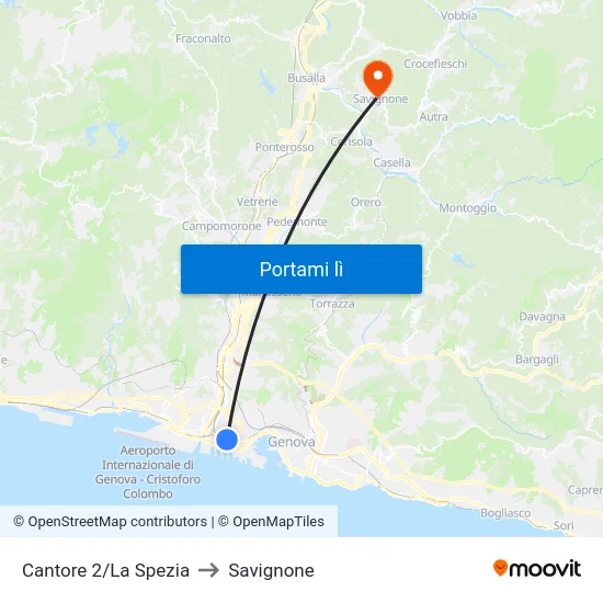 Cantore 2/La Spezia to Savignone map