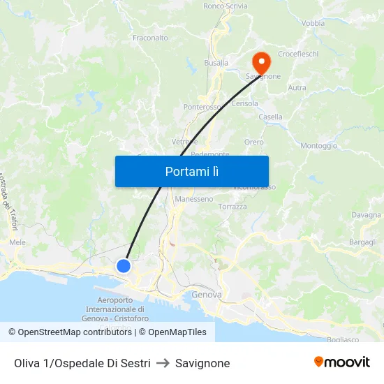 Oliva 1/Ospedale Di Sestri to Savignone map