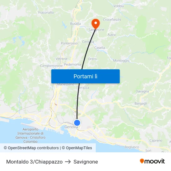 Montaldo 3/Chiappazzo to Savignone map