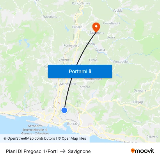 Piani Di Fregoso 1/Forti to Savignone map