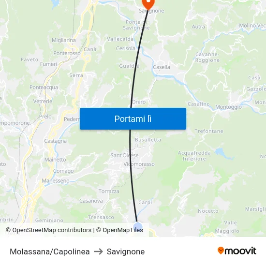 Molassana/Capolinea to Savignone map