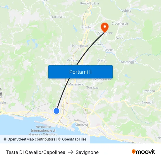 Testa Di Cavallo/Capolinea to Savignone map