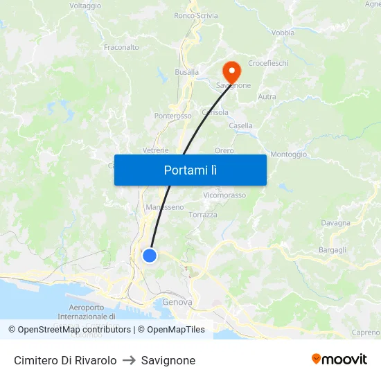 Cimitero Di Rivarolo to Savignone map