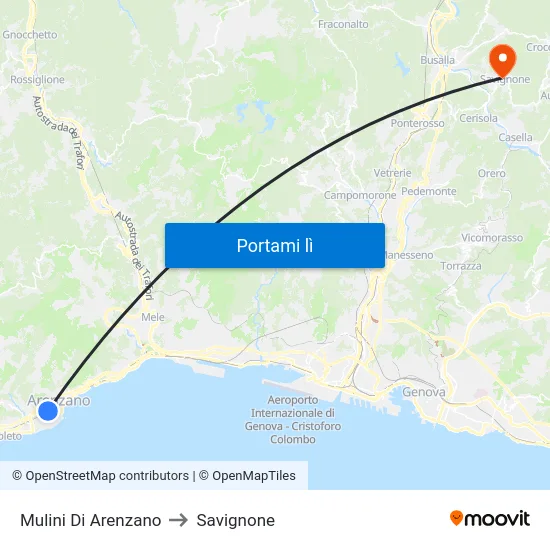 Mulini Di Arenzano to Savignone map
