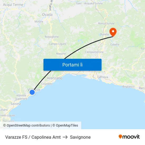 Varazze FS / Capolinea Amt to Savignone map