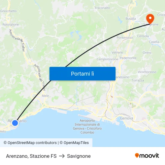 Arenzano, Stazione FS to Savignone map