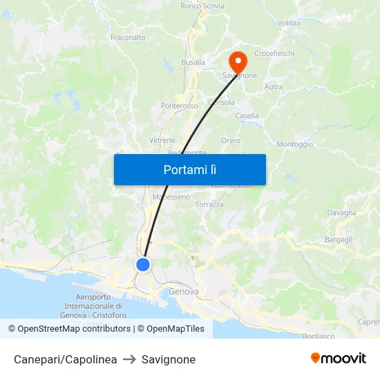 Canepari/Capolinea to Savignone map