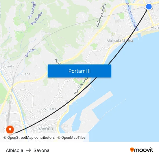 Albisola to Savona map