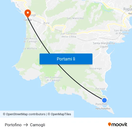 Portofino to Camogli map