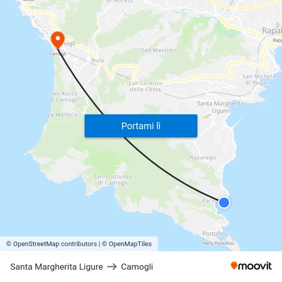 Santa Margherita Ligure to Camogli map