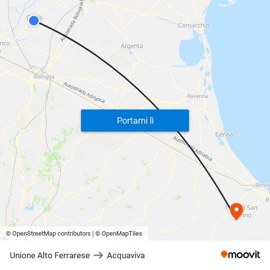 Unione Alto Ferrarese to Acquaviva map