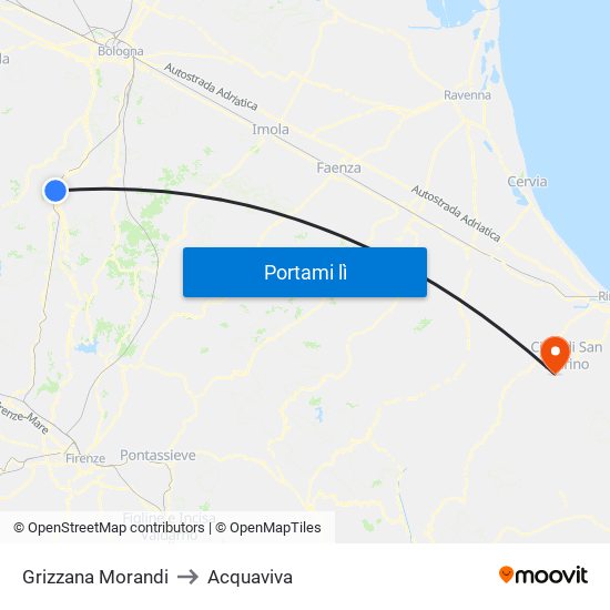 Grizzana Morandi to Acquaviva map