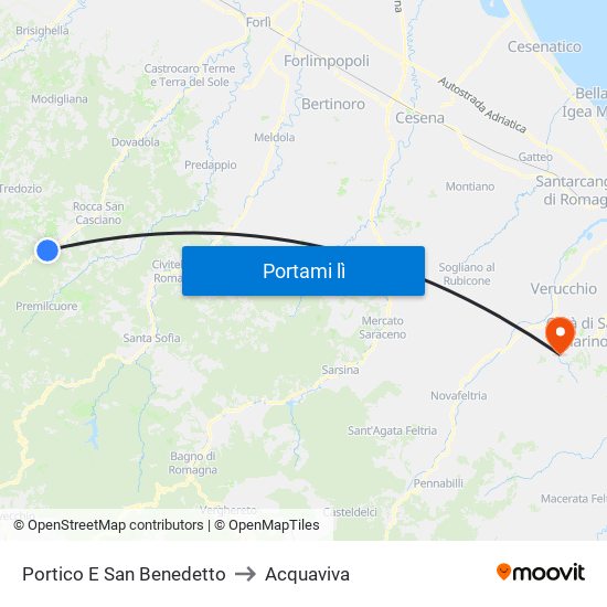 Portico E San Benedetto to Acquaviva map