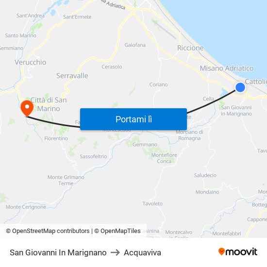 San Giovanni In Marignano to Acquaviva map