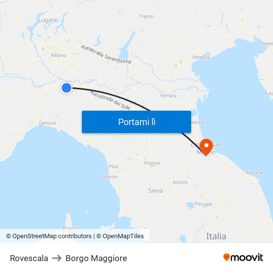 Rovescala to Borgo Maggiore map