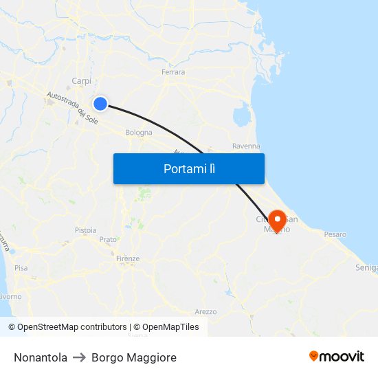 Nonantola to Borgo Maggiore map