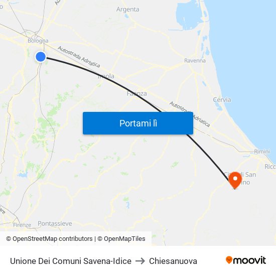 Unione Dei Comuni Savena-Idice to Chiesanuova map