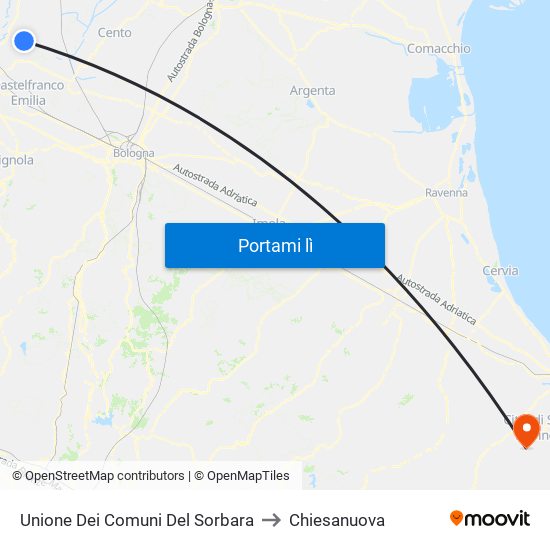 Unione Dei Comuni Del Sorbara to Chiesanuova map