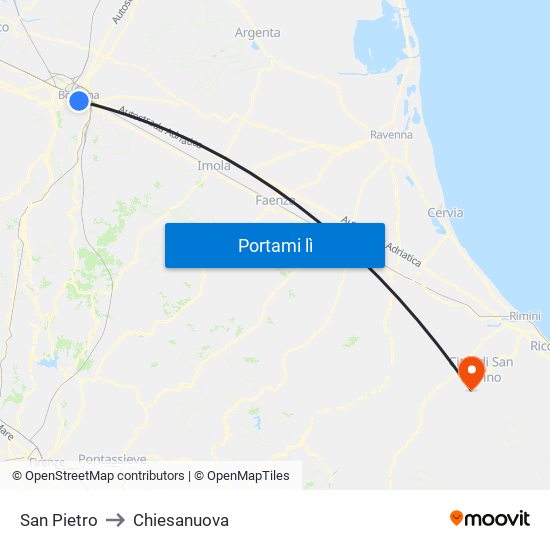 San Pietro to Chiesanuova map