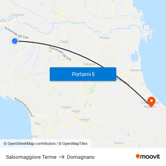 Salsomaggiore Terme to Domagnano map