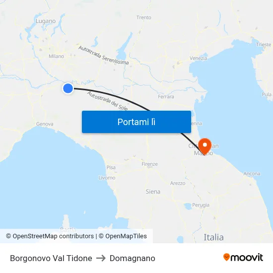 Borgonovo Val Tidone to Domagnano map