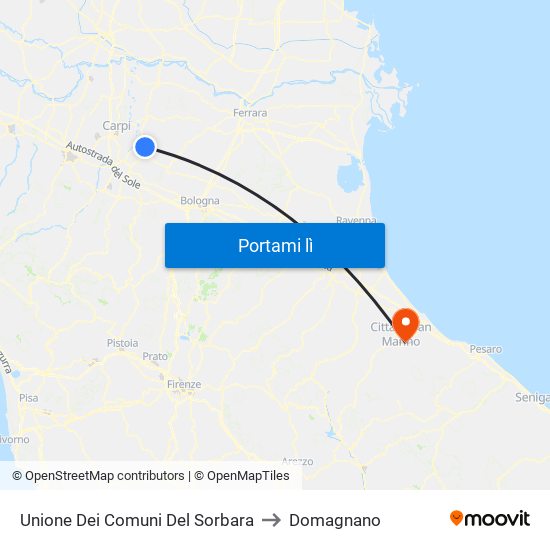 Unione Dei Comuni Del Sorbara to Domagnano map