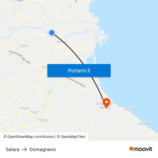 Salara to Domagnano map
