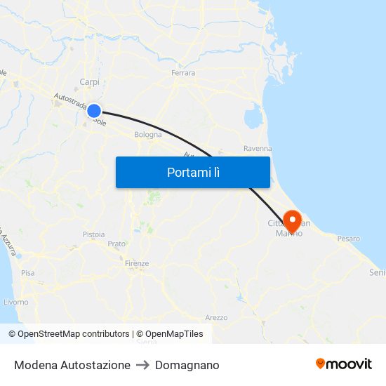 Modena  Autostazione to Domagnano map