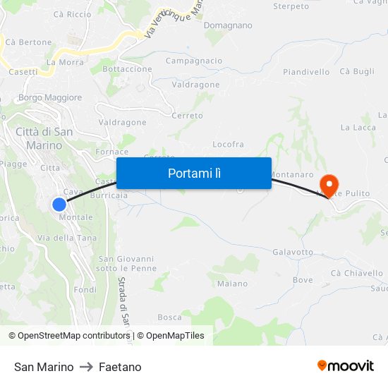 San Marino to Faetano map