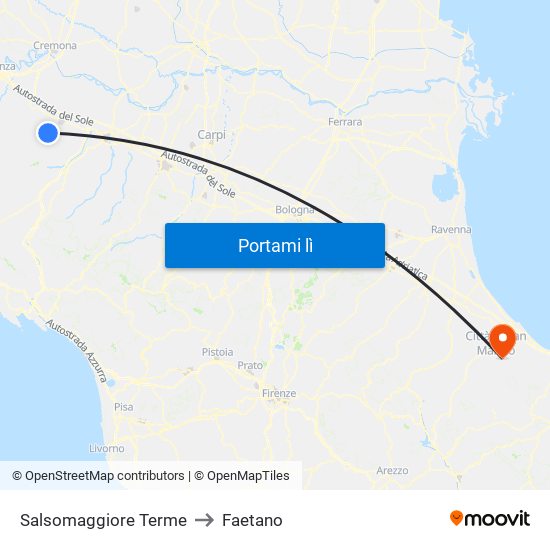 Salsomaggiore Terme to Faetano map