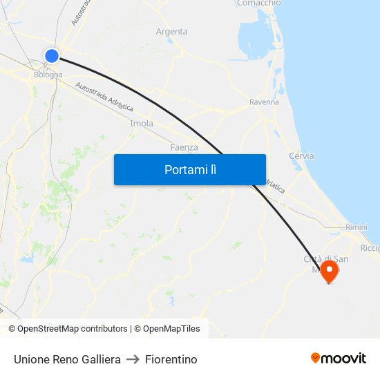 Unione Reno Galliera to Fiorentino map