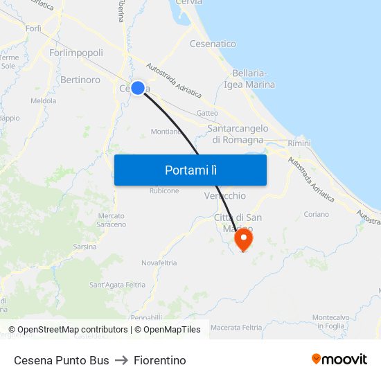Cesena Punto Bus to Fiorentino map